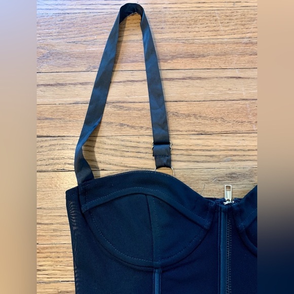 White fox festival bra top Black Sexy Bustier Push Up Mesh Biker XS Gold - Picture 6 of 12